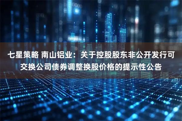 七星策略 南山铝业：关于控股股东非公开发行可交换公司债券调整换股价格的提示性公告